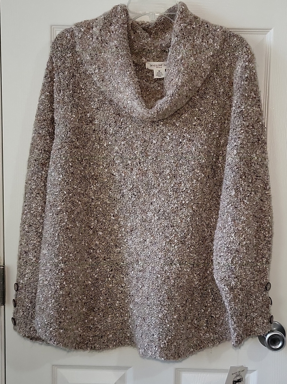 Skye's the Limit Taupe Bouclé Cowl Neck Sweater